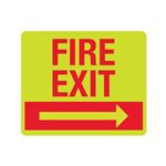 Luminescent Fire Exit (Right Arrow) 10"x12" Sign